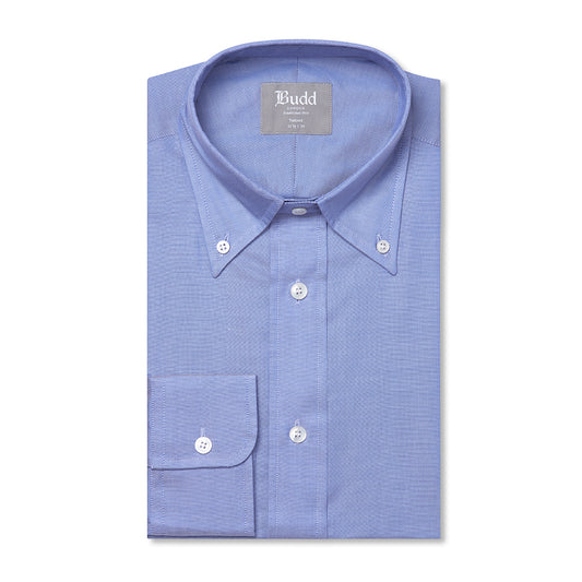 Tailored Fit Button Down Plain Oxford SS22 Shirt in Blue