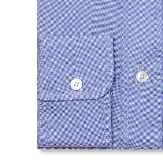 Tailored Fit Button Down Plain Oxford Shirt in Blue Cuff