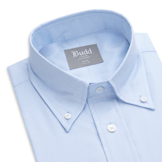 Tailored Fit Button Down Oxford Shirt in Sky Blue Collar