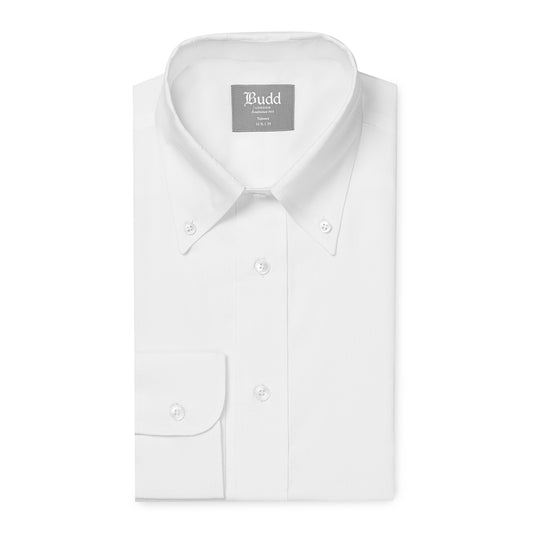 Tailored Fit Button Down Plain Oxford SS22 Shirt in White