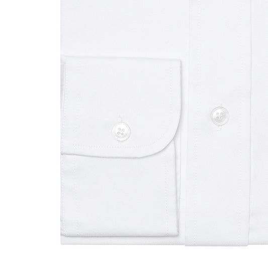 Tailored Fit Button Down Plain Oxford Shirt in White Cuff