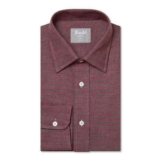 Tailored Fit Micro Check Brushed Cotton Button Cuff Shirt in Red
