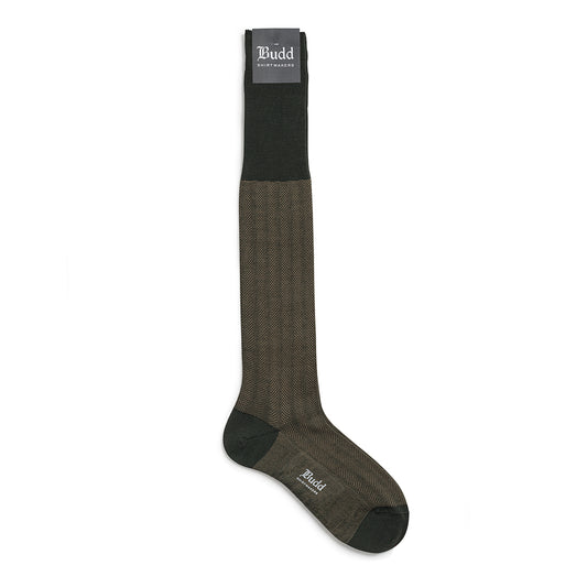 Micro Ripple Wool Long Socks in Khaki