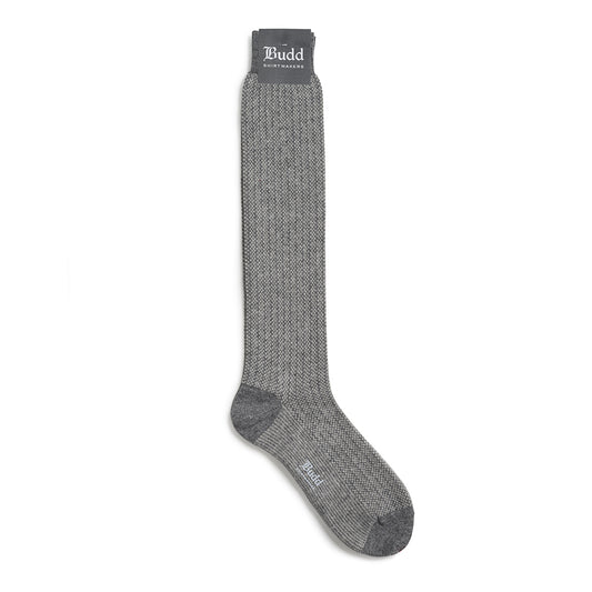 Vertical Stripe Cashmere Long Socks in Grey
