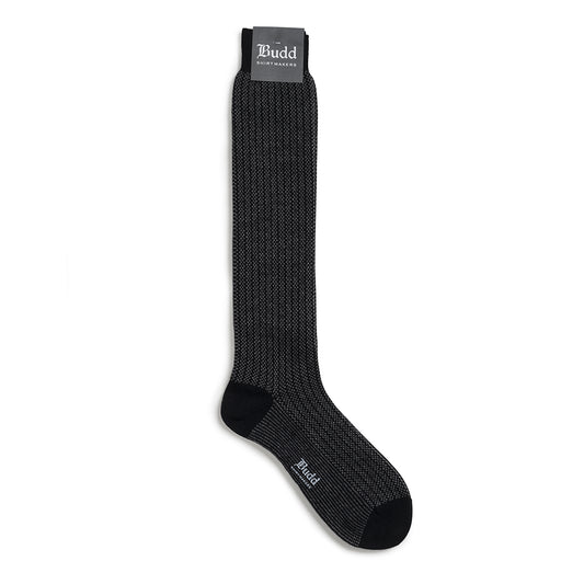 Vertical Stripe Cashmere Long Socks in Slate