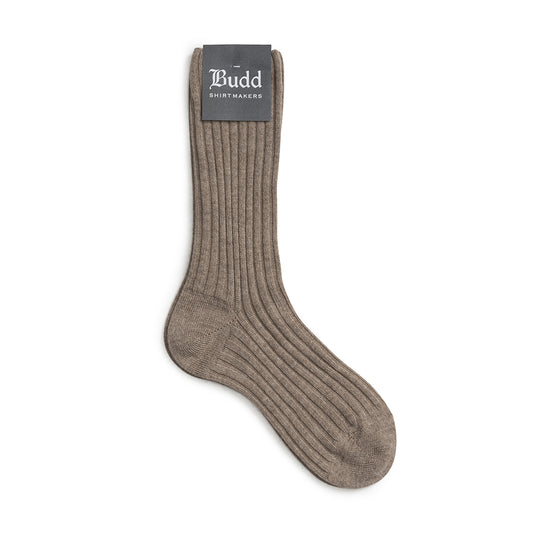 Cashmere Ribbed Ladies Short Socks in Natural