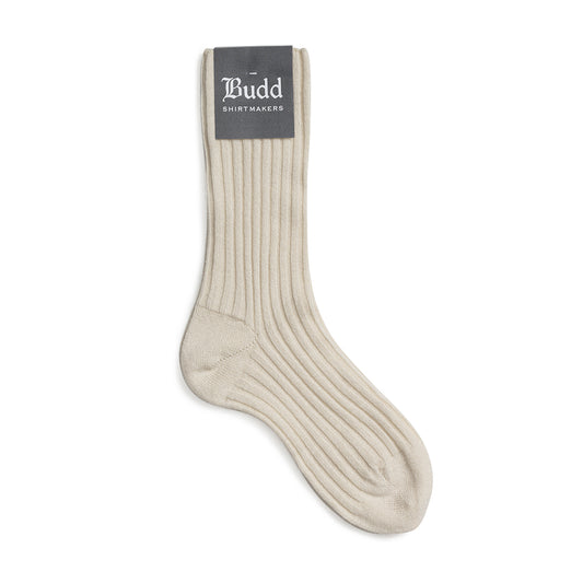 Cashmere Ribbed Ladies Short Socks in White