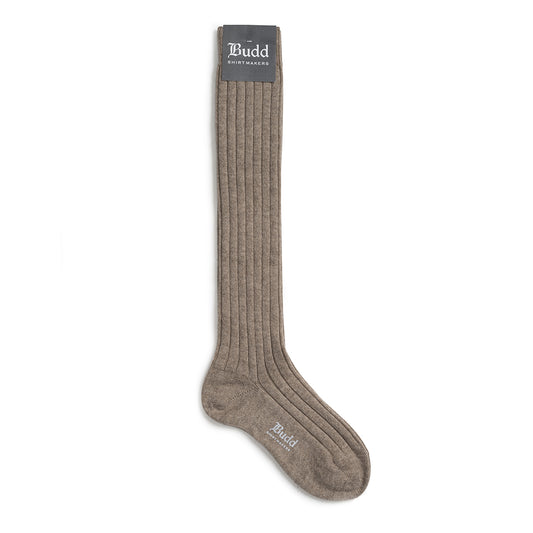 Cashmere Ribbed Ladies Long Socks in Natural