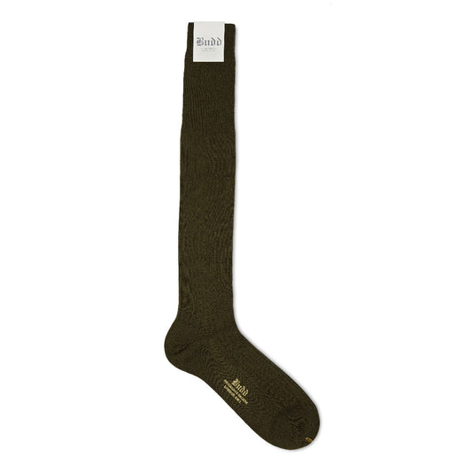 Ribbed Merino Wool With Long Cuff Socks in Green