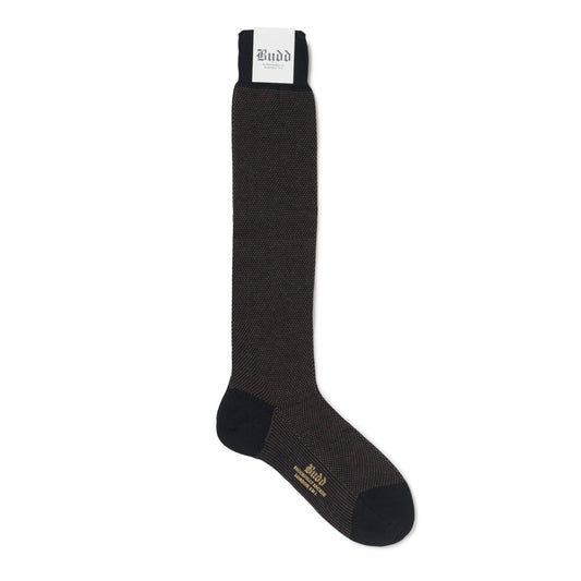 Tiny Arrow Heads Cotton & Cashmere Long Socks in Black and Brown