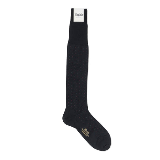 Spotted Lambswool Long Socks in Black, Blue and Red