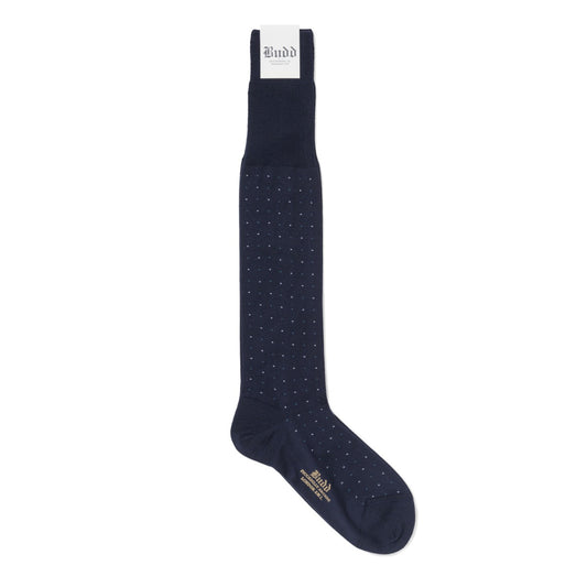 Spotted Lambswool Long Socks in Blue