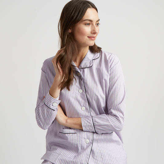 Exclusive Budd Stripe Women's Pyjamas in Lilac on model