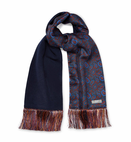 Vine Paisley 40oz Madder Silk Cashmere & Wool Scarf in Wine and Navy