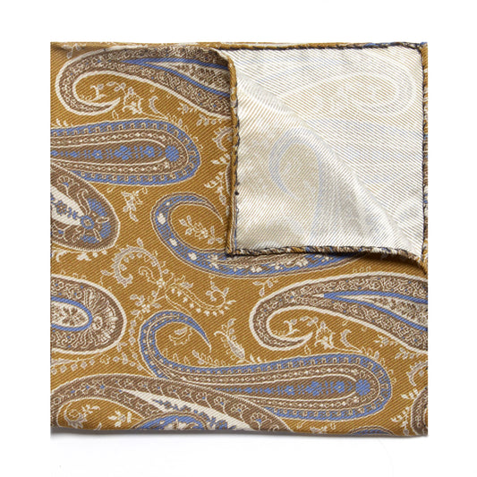 Paisley Silk Pocket Square in Sand