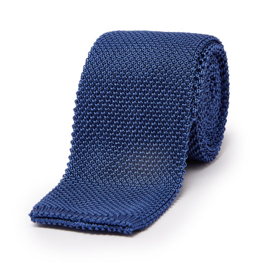 Fine Knitted Silk Tie in Blue