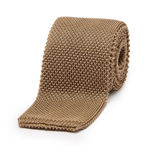 Fine Knitted Silk Tie in Natural