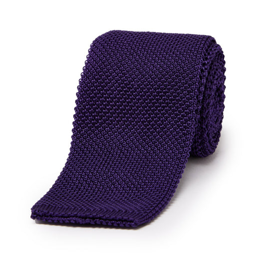 Fine Knitted Silk Tie in Purple