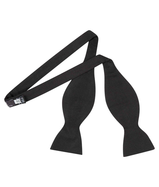 Plain Barathea Silk 2.5" Thistle Sized Bow Tie in Black untied
