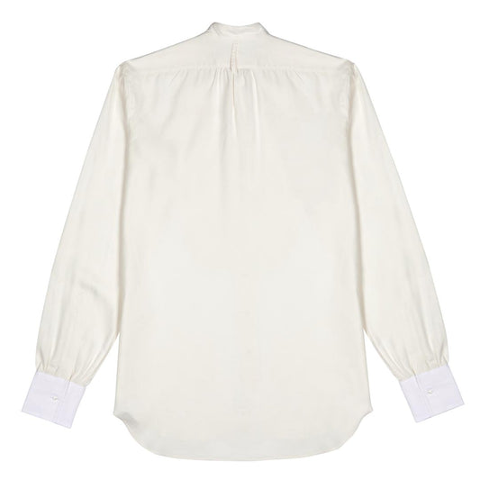 George Plain Silk Neck Band Dress Shirt in Cream Back