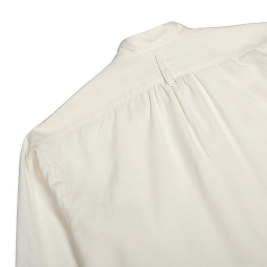 George Plain Silk Neck Band Dress Shirt in Cream Back Detail