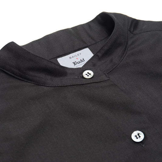 George Plain Silk Neck Band Dress Shirt in Black Collar Detail