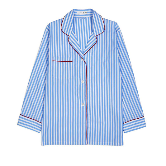 Tommy Striped Poplin Pyjamas in Blue and White Front