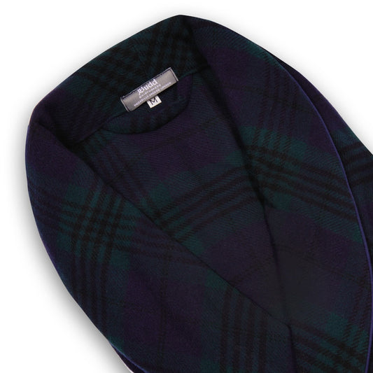 Blackwatch Check Fox Wool and Cashmere Gown in Blackwatch