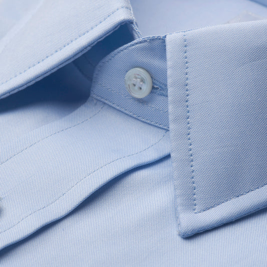 Classic Fit Plain Pinpoint Oxford Button Cuff Shirt in Sky Blue