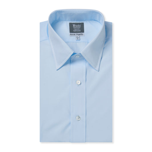 Tailored Fit Plain Soyella Double Cuff Shirt in Sky Blue