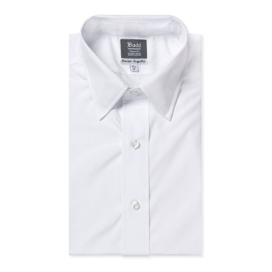 Tailored Fit Plain Soyella Double Cuff Shirt in White
