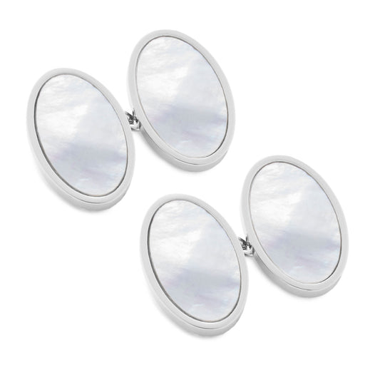 Mother Of Pearl and Rhodium Cufflinks