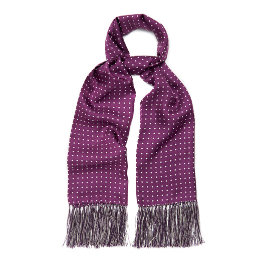 Atkinson Spot Silk Scarf in Purple and White