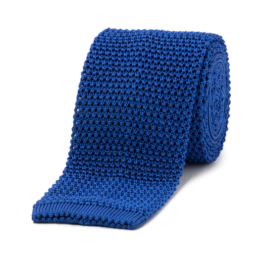Plain Silk Knitted Tie in Royal Blue