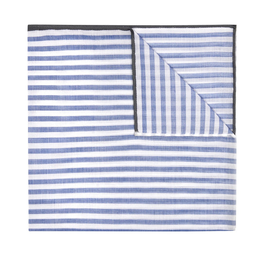Buren Stripes Batiste Cotton Handkerchief in Blue