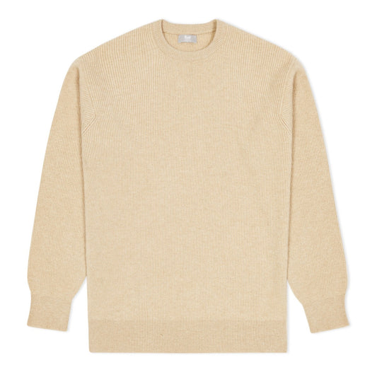 Cashmere Fishermans Rib Crew Neck Jumper in Linen Budd Shirts