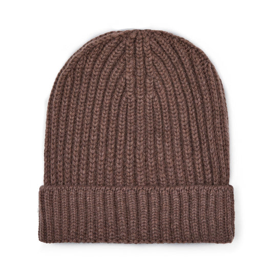 Cashmere Thick Ribbed Hat in Wilderbeast