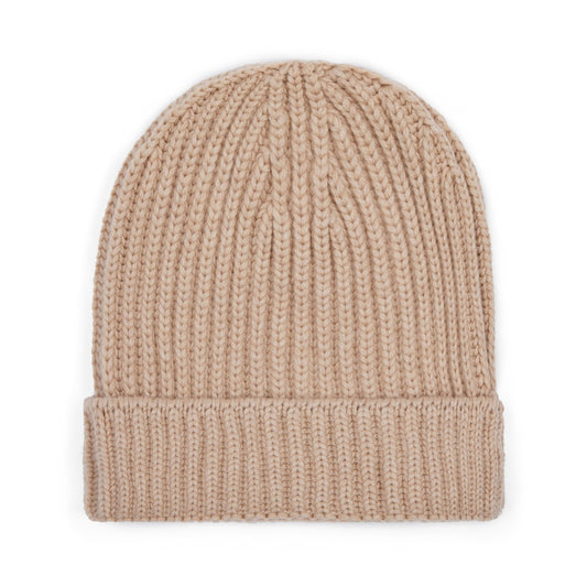 Cashmere Thick Ribbed Hat in Linen
