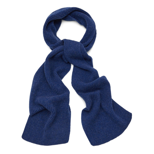 Plain Cashmere Ribbed Scarf in Electric Indigo