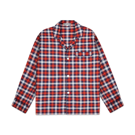 Tartan Check Brushed Cotton Pyjamas in Navy and Red