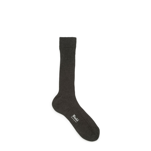 Plain Cashmere and Silk Short Socks in Dark Grey