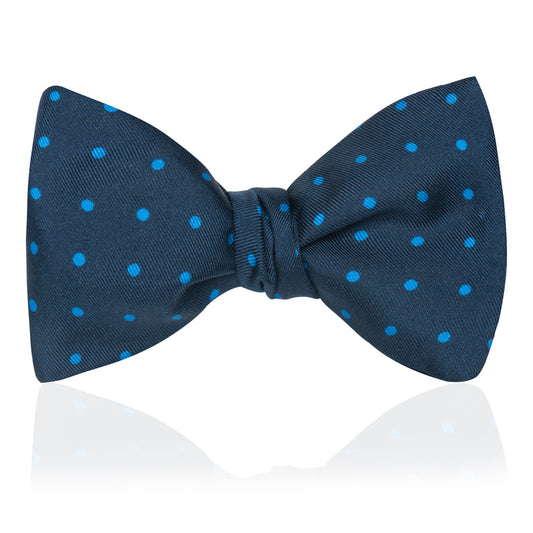 Medium Spot 2.5 inch Silk Thistle Bow Tie in Navy and Blue