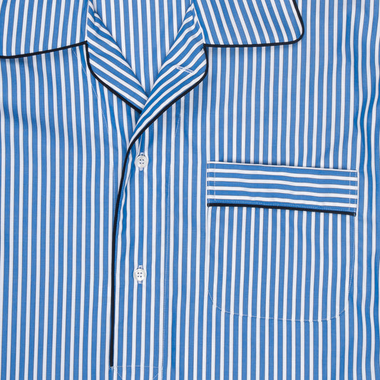 Exclusive Budd Stripe Cotton Nightshirt in Edwardian Blue