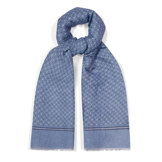 Duo Dot Linen and Cotton Scarf in Sky