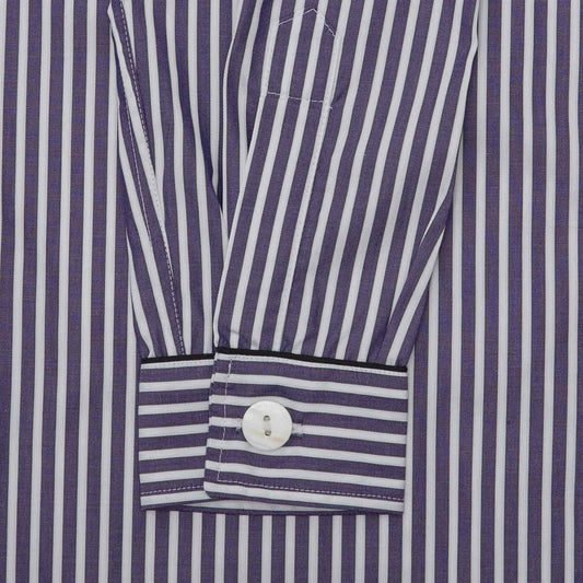 Exclusive Budd Stripe women's pyjamas in navy cuff detail