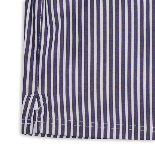 Exclusive Budd Stripe women's pyjamas in navy shirt detail