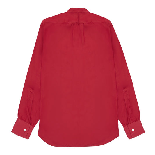 George Plain Silk Neckband Shirt in Red back detail