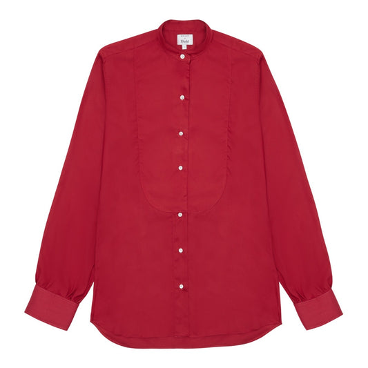George Plain Silk Neckband Shirt in Red