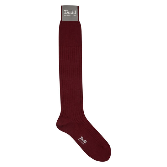 Plain Long Cotton & Cashmere Socks in Mulberry