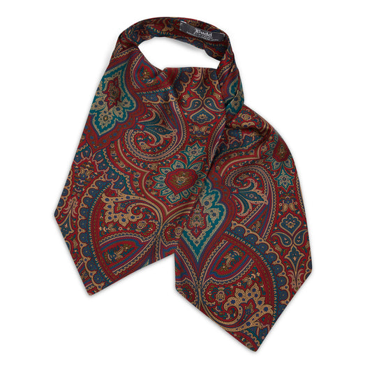 Exotic Paisley Silk Cravat in Claret